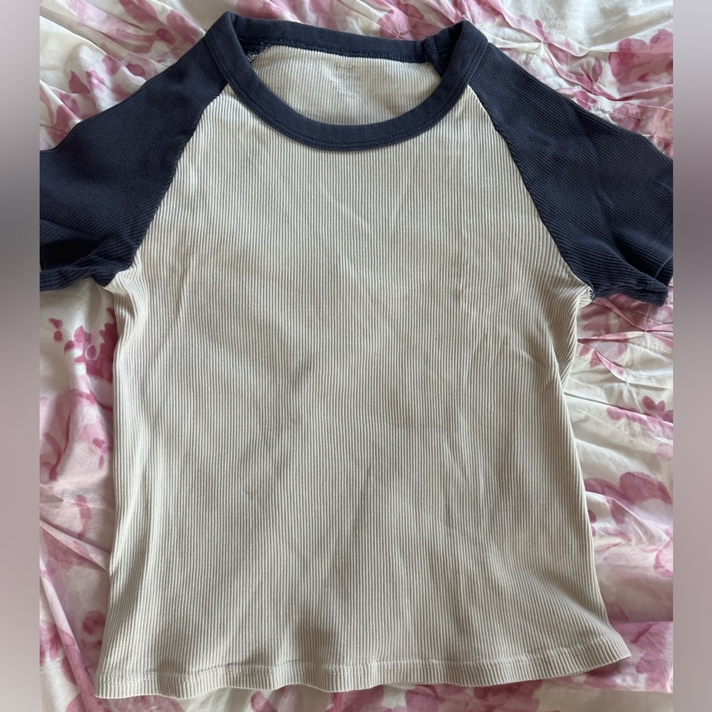 Brandy Melville Navy and Cream Shirt